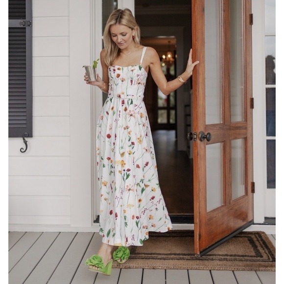 Antonio Melani Style By Simkins Size 14 White Floral Maybry Belt Maxi Dress - Picture 13 of 13